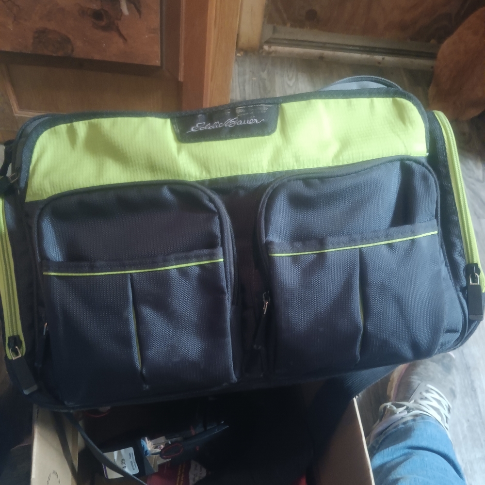 Eddie Bauer Black and Lime Duffel Bag
